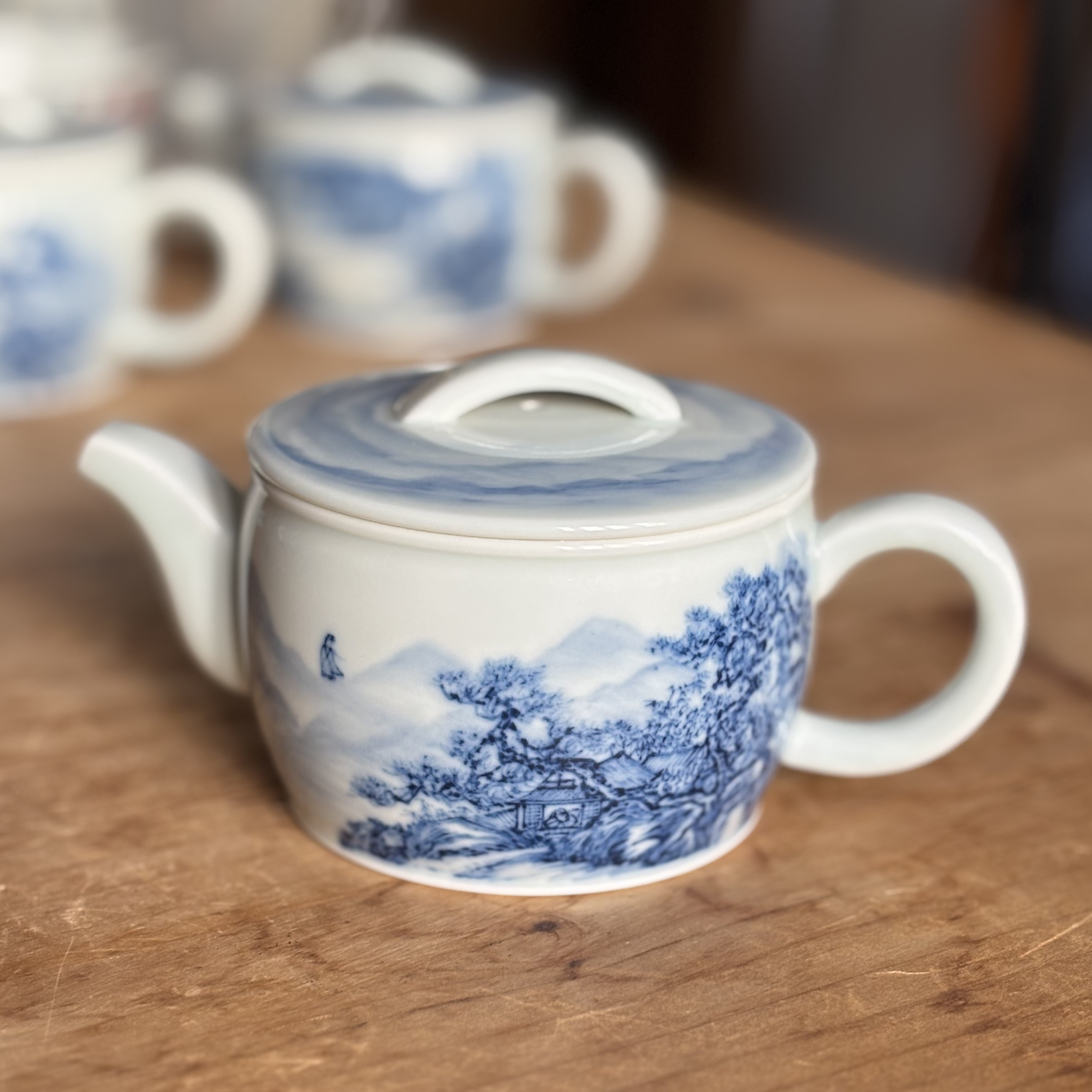 景德镇陶瓷功夫茶具茶壶手绘青花山水泡茶分茶壶柴窑瓷器高档中式