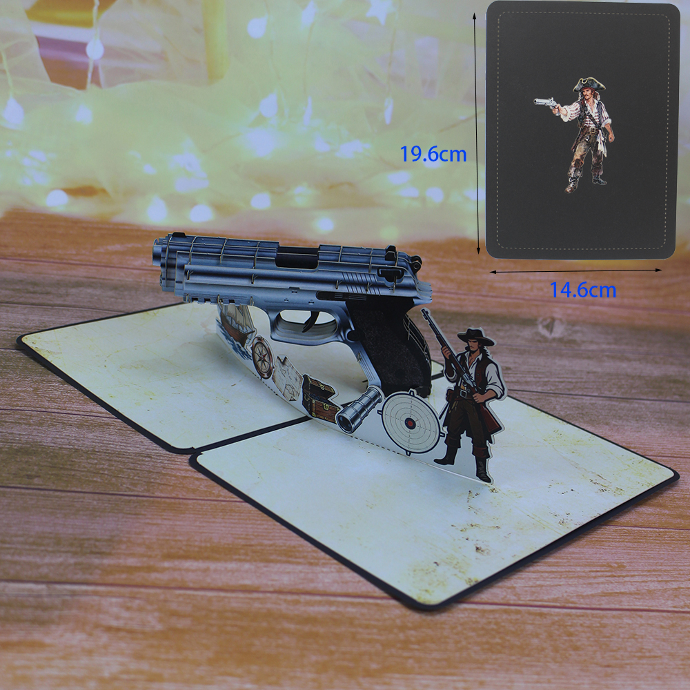 立体纸雕拼装模型枪支贺卡