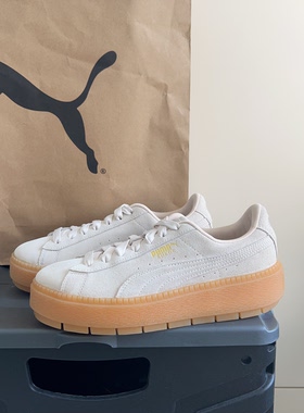 PUMA彪马Suede Platform米白生胶厚底鞋翻毛皮增高松糕板鞋365830