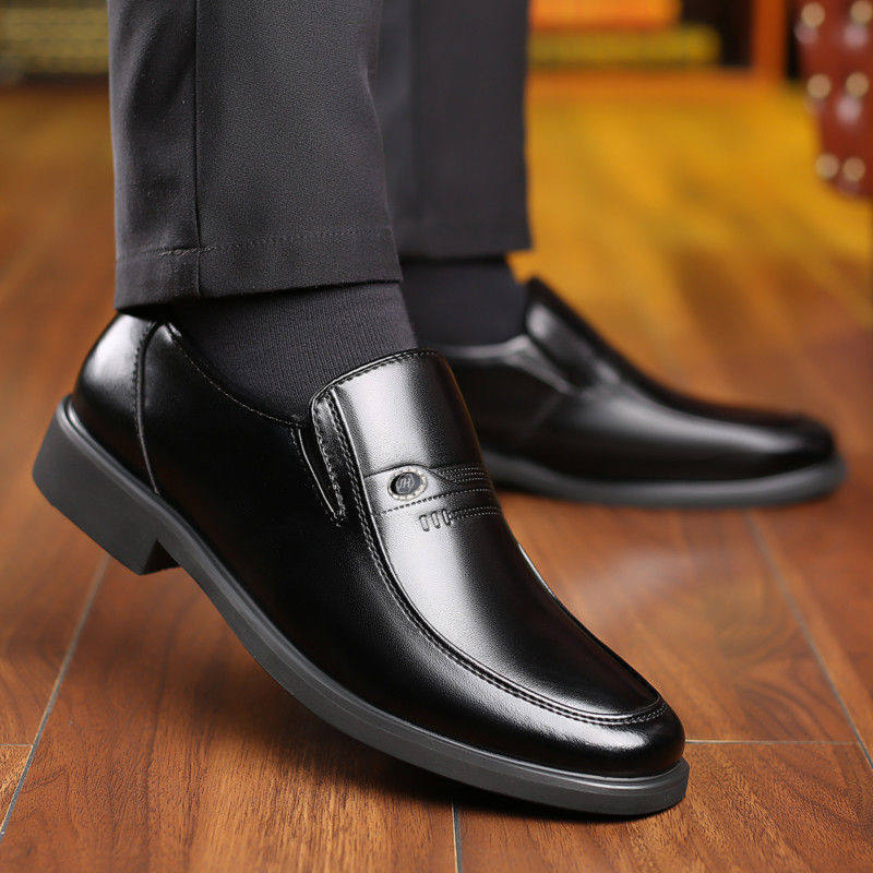 100% FULL COW LEATHER MENS LEATHER SHOES SPRING AND AUTUMN NEW BUSINESS CASUAL LEATHER SHOES GENUINE LEATHER COWHIDE MIDDLE AND ELDERLY DAD SHOES