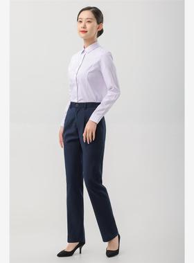 2024光大行服女衬衣短袖长袖紫色细条纹工作服西裤马甲