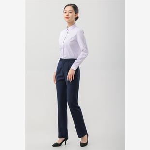 2024光大行服女衬衣短袖长袖紫色细条纹工作服西裤马甲