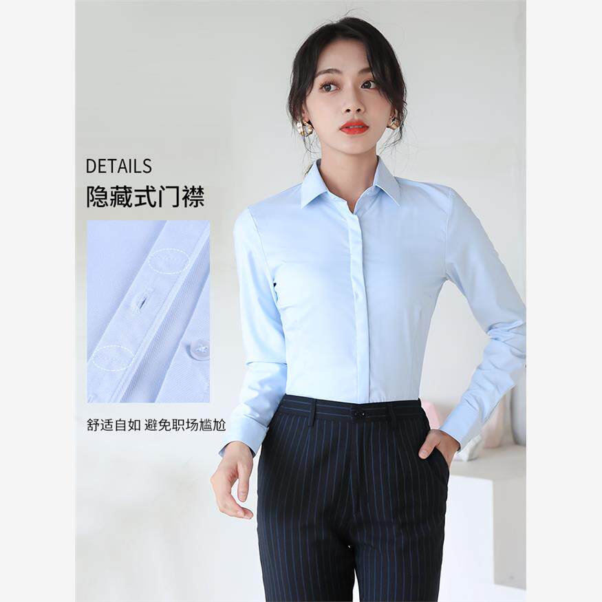 夏季新款建行工作服行服工装女单位白色条纹短袖衬衫微弹衬衣
