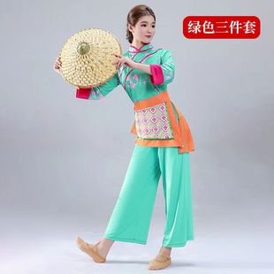 秧歌服演出服女新款夏季村姑采茶舞服装民族舞蹈广场舞套装