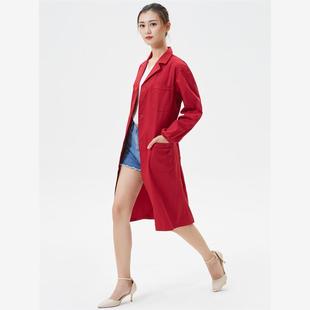 纯棉红色大褂实验服工作服长袖食品工厂化学实验室石油加油站工装