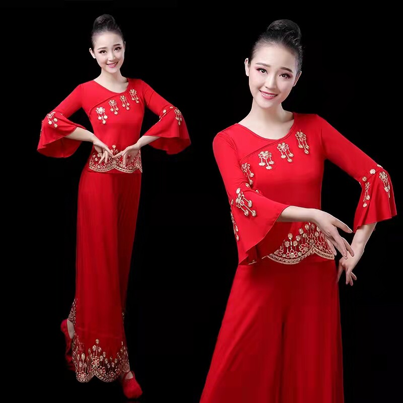 广场舞服装新款套装女中老年秧歌舞蹈服中国风伞舞扇子舞演出服夏