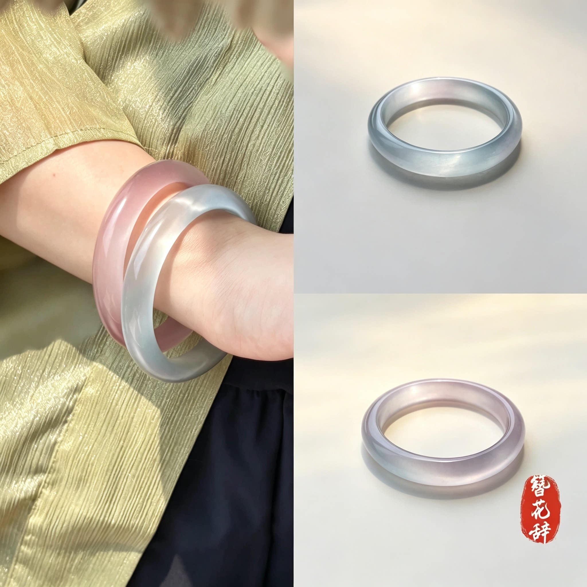 簪花辞「清欢素玉」白月光手镯