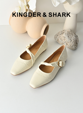 KDS经典鲨女鞋2026年春专柜新品牛皮革纯色简约舒适平底通勤单鞋