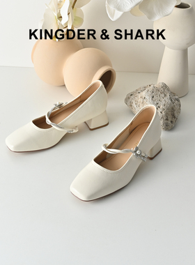 KDS经典鲨女鞋2026年春专柜新品时尚方头4cm粗跟甜美花朵水钻单鞋