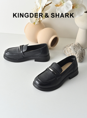 KDS经典鲨女鞋2026年春季专柜新品牛皮革黑色圆头舒适浅口乐福鞋