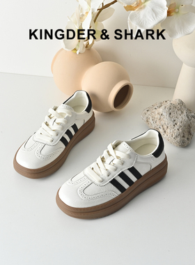 KDS经典鲨女鞋2026年春季专柜新品牛皮革百搭圆头潮流拼色德训鞋