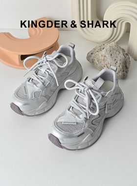 KDS经典鲨女鞋2026年夏季专柜新品牛皮革薄款网面透气休闲老爹鞋