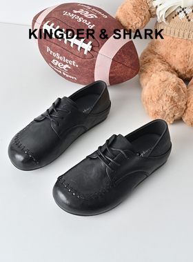 KDS经典鲨女鞋2026年春季专柜新品黑色羊皮革系带软底单鞋小皮鞋