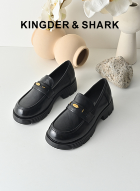 KDS经典鲨女鞋2026年春专柜新品羊皮革百搭黑色一脚蹬通勤乐福鞋