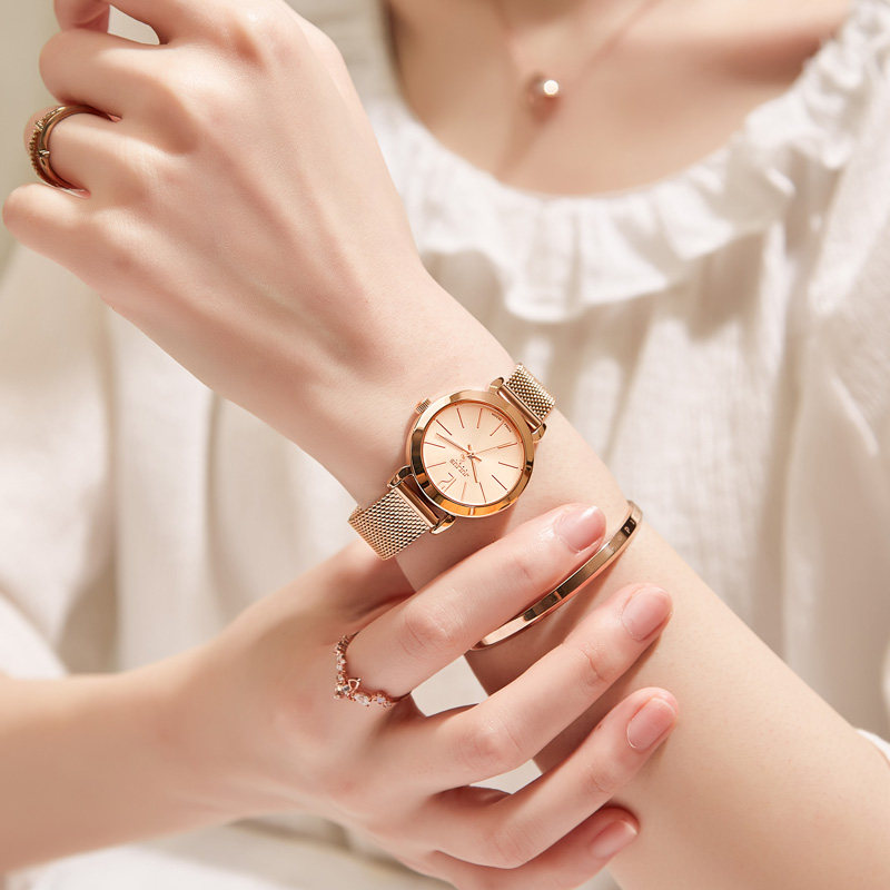 聚利时手表女简约气质小众轻奢小巧防水女士小表盘ins风钢带石英