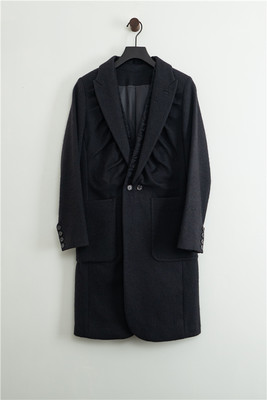 日本制 Undercover 羊毛+安哥拉兔毛 褶皱变形中长大衣外套