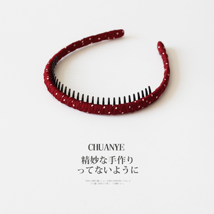 川野法式黑白波点缠绕头箍新款时尚百搭发箍女日常外戴高颅顶发饰