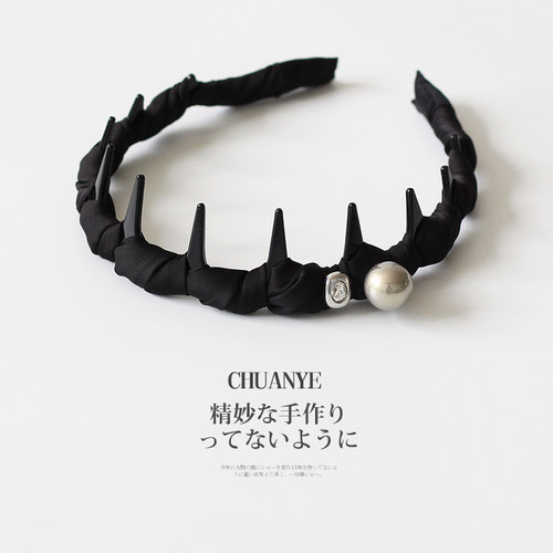 川野法式珍珠缠绕带齿头箍