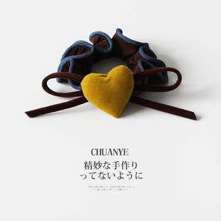 川野日韩爱心蝴蝶结大肠发圈新款甜美时尚扎丸子头的皮筋头饰发饰