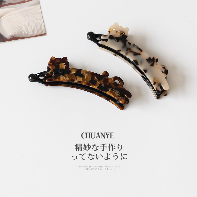 川野法式醋酸领结猫咪香蕉夹女新款轻奢高级感马尾竖夹发量少头饰