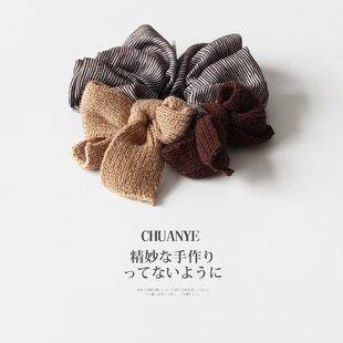 川野日韩秋冬针织蝴蝶结大肠发圈女新款时尚温柔扎马尾的皮筋发饰