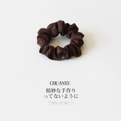 时尚 川野法式 奶油色缎面小肠发圈新款 氛围感头绳不勒发无扎痕发饰