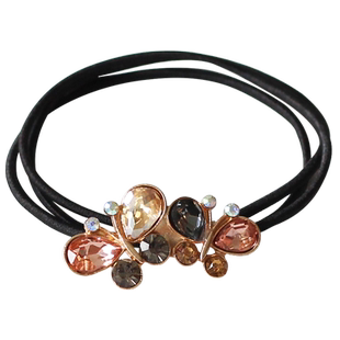 川野蝴蝶结水钻发圈发绳2025新款高级感发饰头绳女扎马尾皮筋耐用