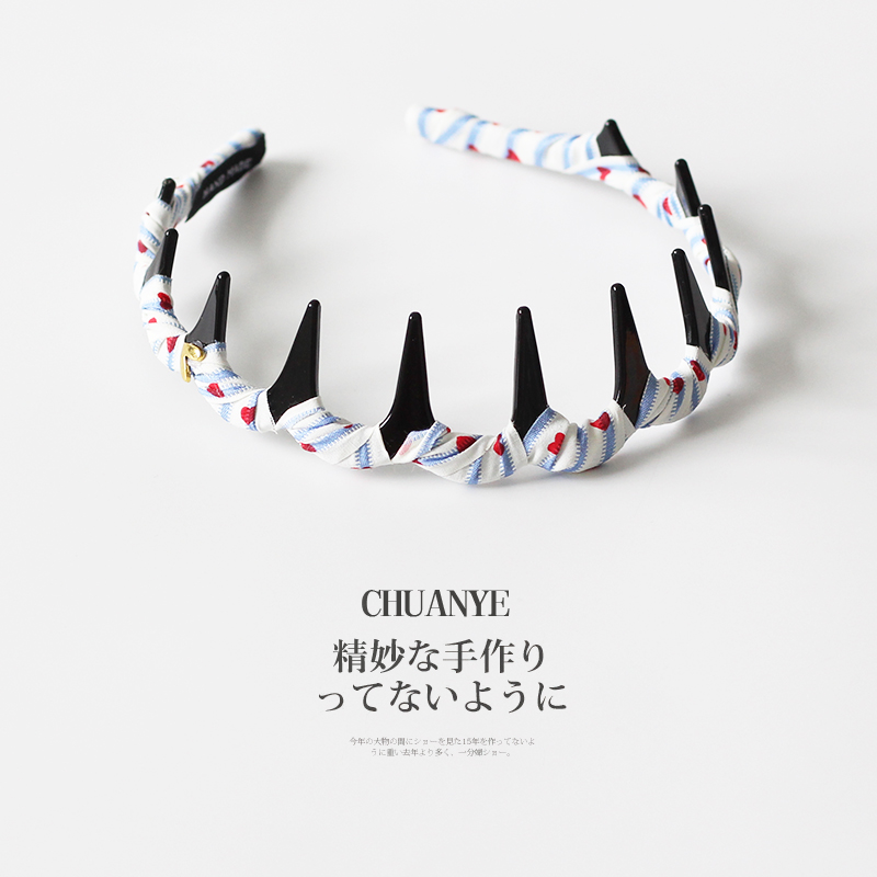 川野法式缠绕格条纹头箍