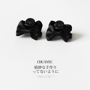 川野黑色蝴蝶结小抓夹女新款简约气质百搭侧边刘海夹顶夹头饰发卡