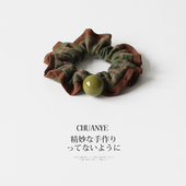 时尚 川野法式 复古珠子格纹小肠发圈女新款 轻奢丸子头扎发皮筋头饰