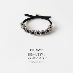 川野缠绕珍珠蝴蝶结小皮筋新款简约百搭头绳高弹力不伤发头饰发饰