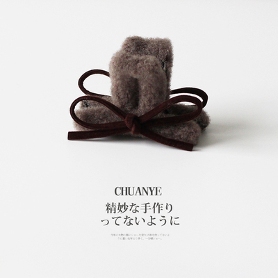 川野法式秋冬蝴蝶结毛绒抓夹