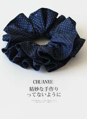 川野法式双层波点大肠发圈女新款优雅百搭扎高丸子头皮筋头饰发饰