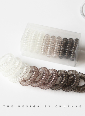 川野灰色电话线发绳网红气质简约橡皮筋高弹力耐用扎头发发圈头绳