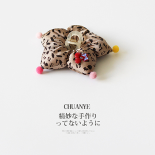 川野日韩豹纹五角星抓夹女新款甜美小众后脑勺盘发鲨鱼夹头饰发饰