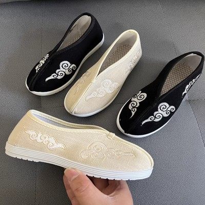 新款复古老北京布鞋刺绣潮男鞋子中国风一脚蹬透气板鞋休闲帆布鞋