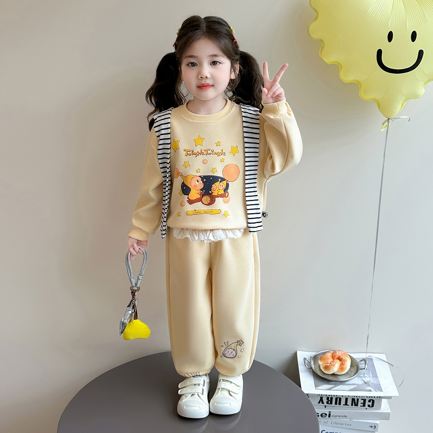 女童卫衣披肩套装春季款宝宝韩系休闲卫裤两件套儿童春秋洋气衣服,童装/婴儿装/亲子装,套装,淘宝优惠券,粉丝福利购,淘宝优惠卷