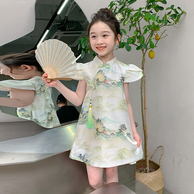 女童旗袍连衣裙薄款夏季中国风汉服宝宝新中式裙子儿童夏装公主裙