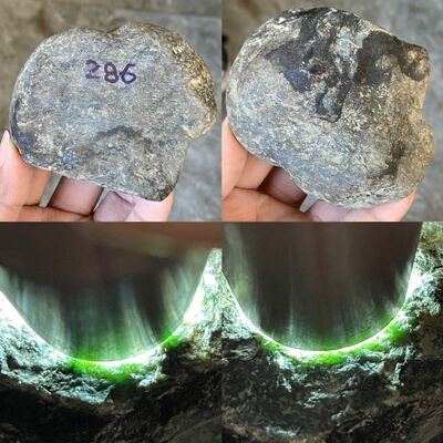 缅甸天然翡翠原石莫西沙木那后江会卡莫湾基开窗