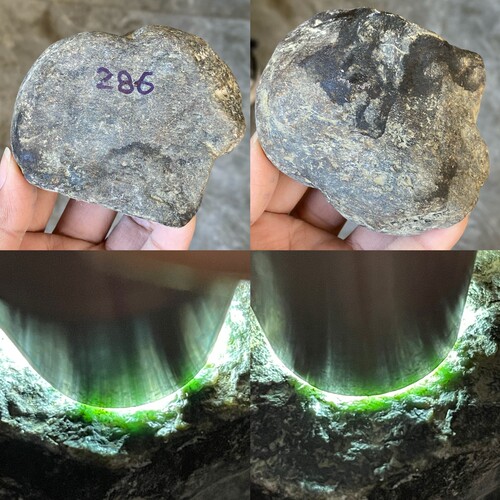 缅甸天然翡翠原石莫西沙木那后江会卡莫湾基开窗