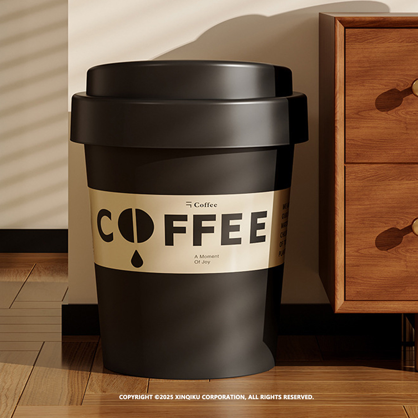 Coffee Trash Can | 美式咖啡垃圾桶 移动杂物桶 翻盖设计 PP材质
