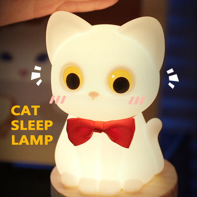 Cat领结猫硅胶拍拍小夜灯