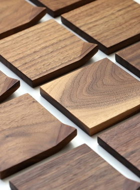 Black Walnut |  日式黑胡桃木折角杯垫 实木木质防烫茶具垫子