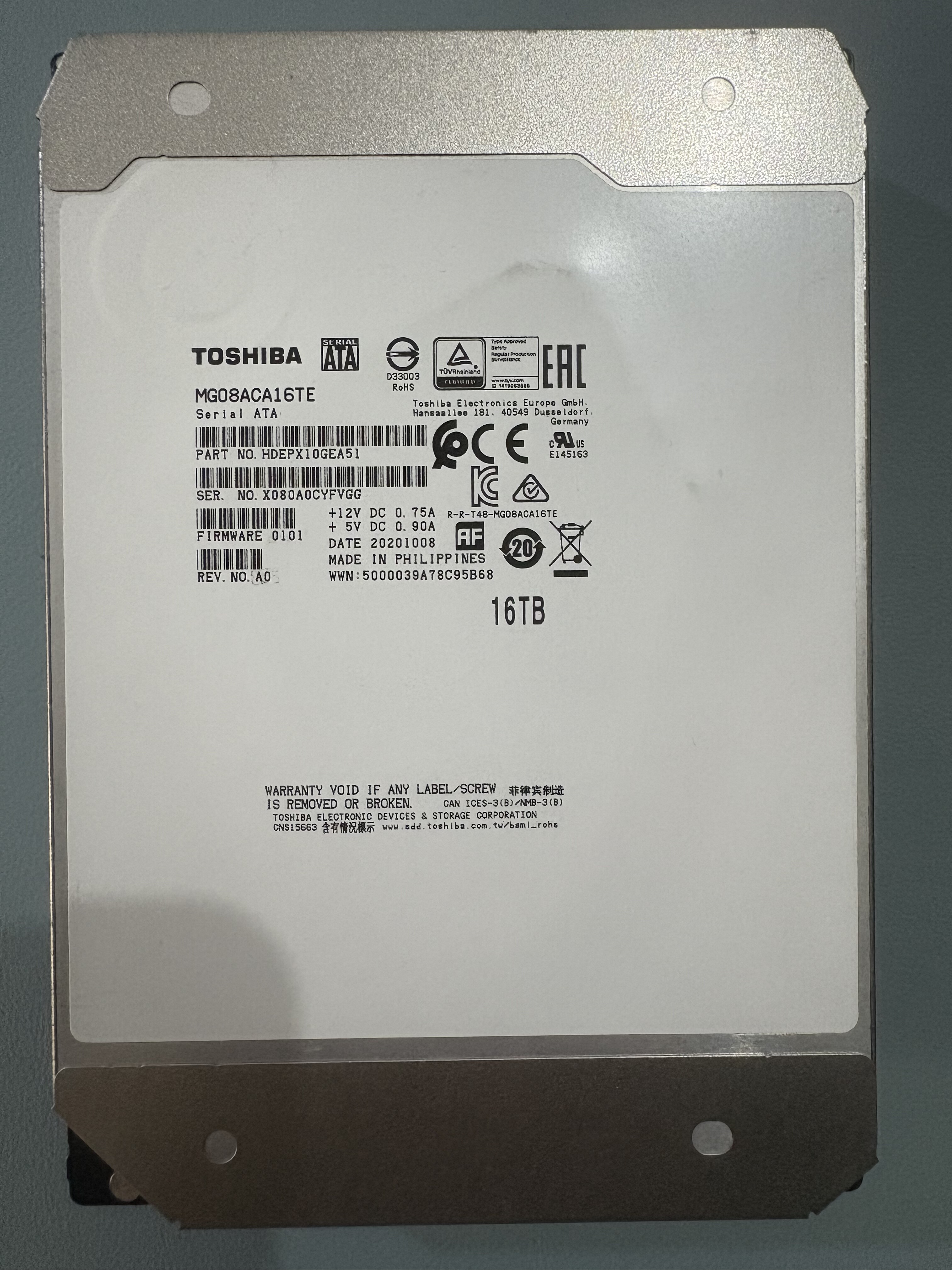 东芝16T企业级硬盘16TB监控录像安防NAS阵列16t台式机械硬盘