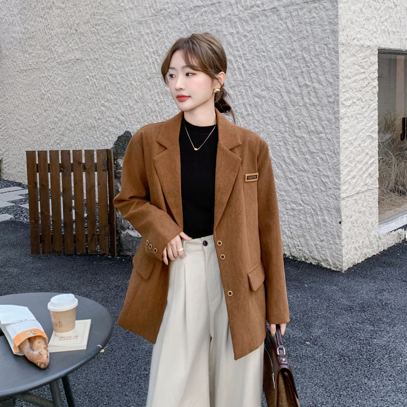 美拉德咖色休闲西装外套女春秋2025年新款超火好看气质高级感西服图片