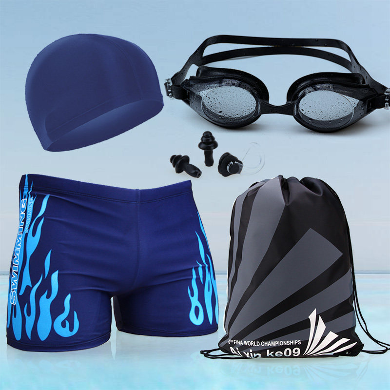 男士泳裤+布泳帽 速干平角温泉大码游泳衣时尚潮游泳装备温泉套装