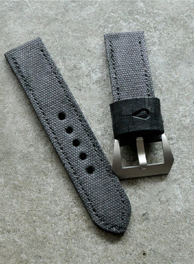 RETRO LEGEND纯手工定制黑灰色帆布做旧表带 pam382 pam111