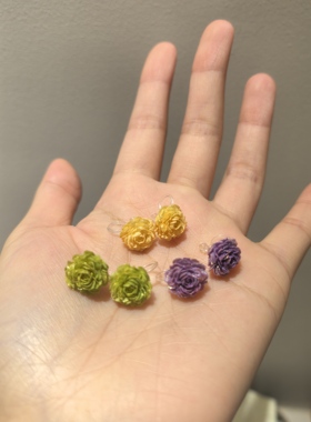树脂花朵耳夹超闪无耳洞女花团锦簇树脂透明U型隐形耳骨夹耳骨钉