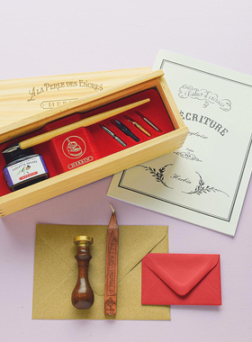 法国J.herbin蘸水笔礼盒套装书写英文书法练习花体361B尖