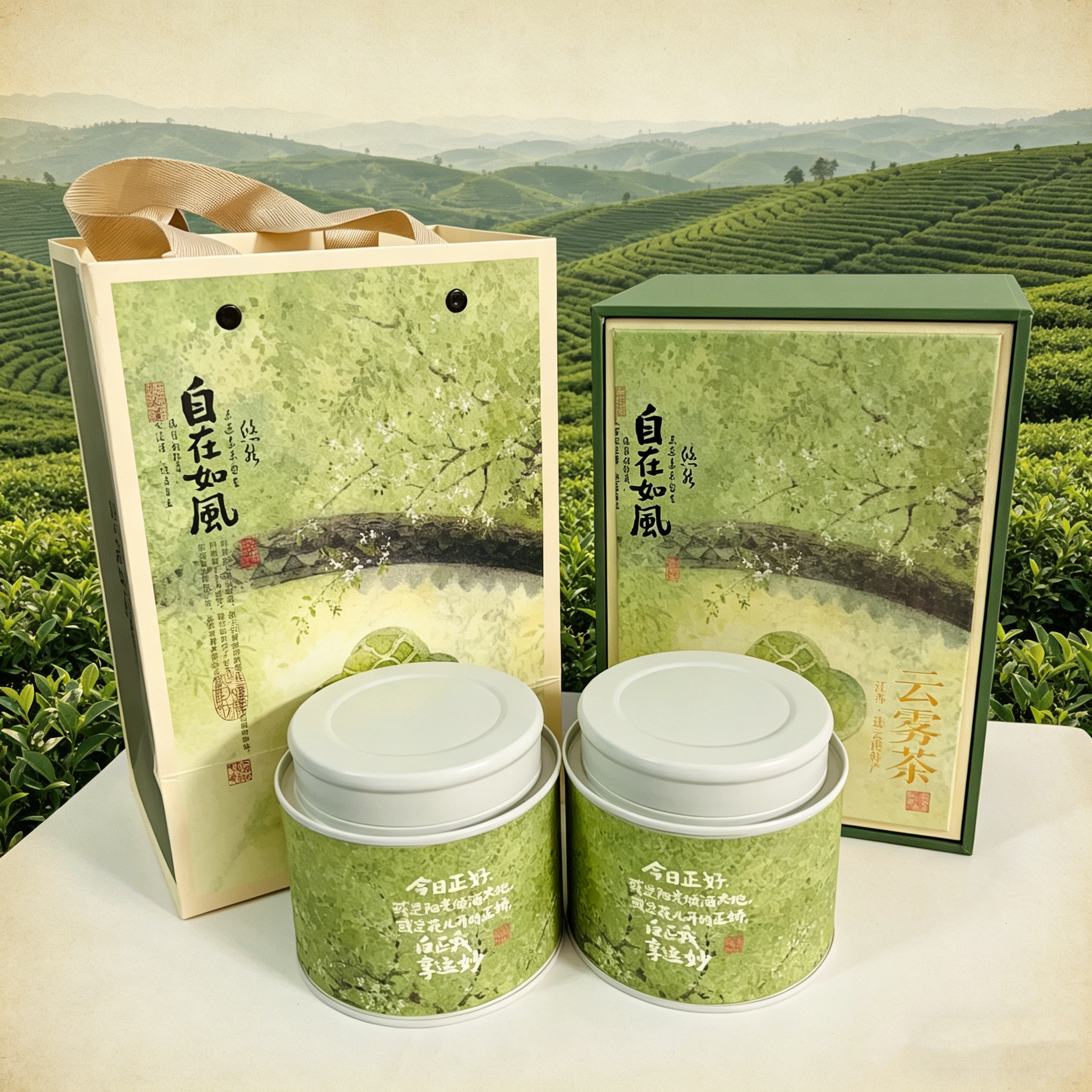 连云港特产花果山果花云雾茶雨前茶绿茶50克*2罐礼盒装送礼佳品图片